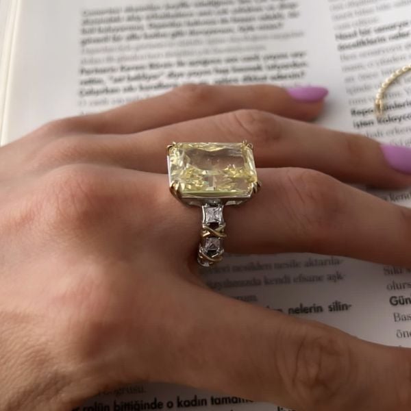 İthal Sarı Kuvars Çapraz Yüzük