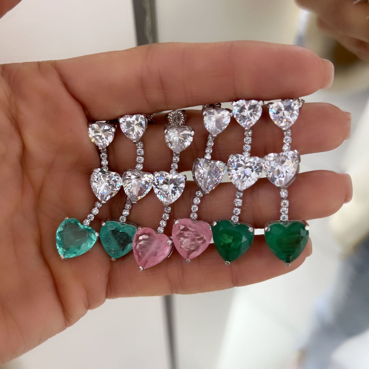İthal Paraiba Kalp Küpe (Çift)