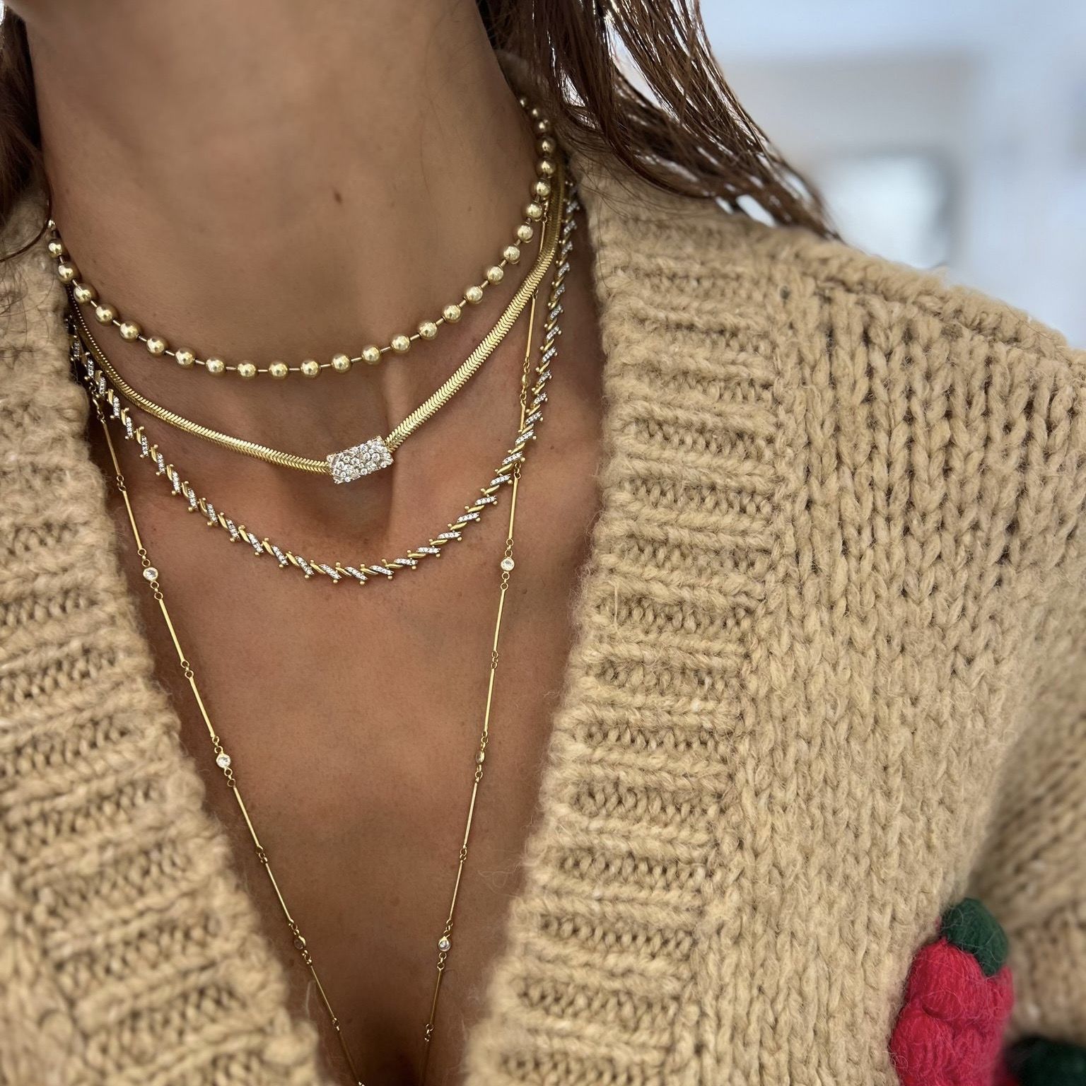 Stone Snake Chain Necklace